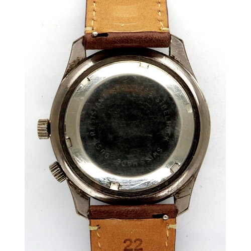 97 - NEWMARK: gents automatic 21 jewels wristwatch with day/date aperture on leather strap, working at lo... 