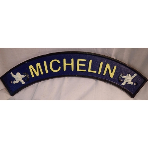 1239 - Cast iron curved Michelin sign, W: 30 cm. P&P Group 1 (£14+VAT for the first lot and £1+VAT for subs... 