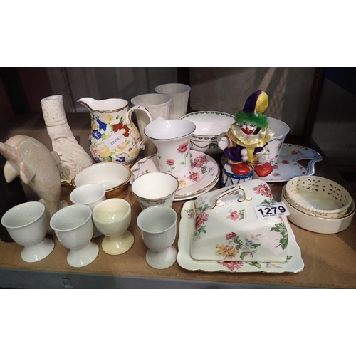 1279 - Shelf of mixed ceramics. Not available for in-house P&P