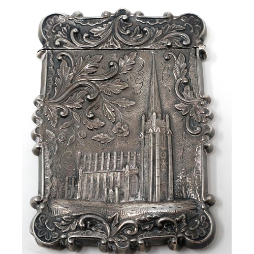 119 - Ganymede and The Eagle design silver castle top card case by SM Graves, in original box, 90 x 70 mm,... 