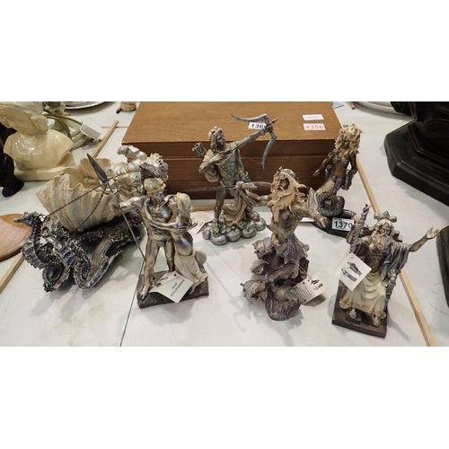 1370 - Quantity of cast resin Greek Gods, largest H: 14 cm. Not available for in-house P&P