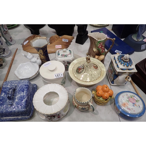 1411 - Named ceramics including Carlton Ware, Royal Albert, Sadler etc, with further decorative examples. N... 