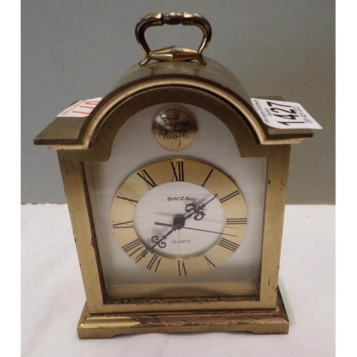 1427 - Swiza heavy brass clock. P&P Group 2 (£18+VAT for the first lot and £3+VAT for subsequent lots)