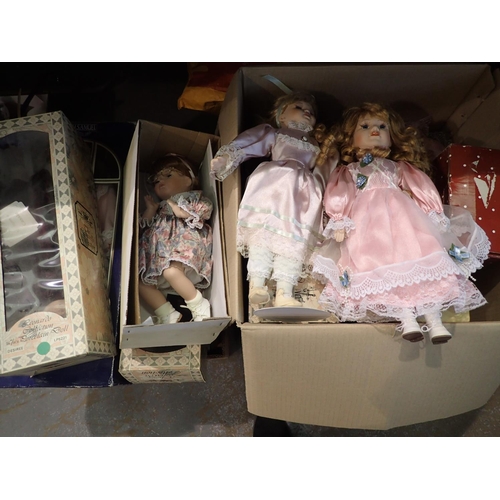 1443 - Two boxes of mixed dolls. Not available for in-house P&P