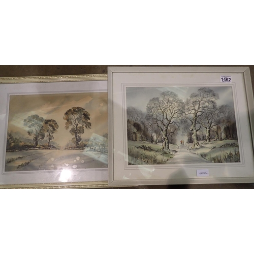 1462 - Pair of watercolours signed Allen, 28 x 35 cm. Not available for in-house P&P