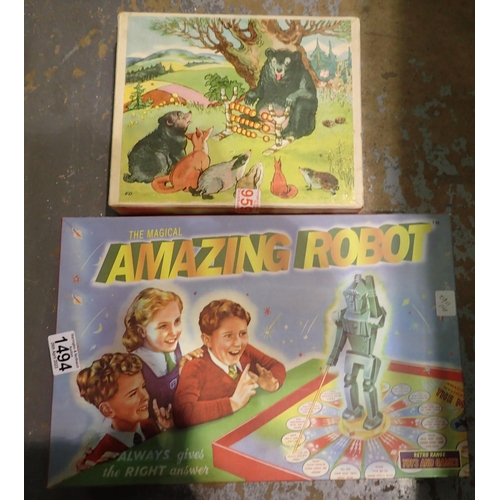 1494 - Vintage boxed block jigsaw puzzle and a robot game. P&P Group 2 (£18+VAT for the first lot and £3+VA... 