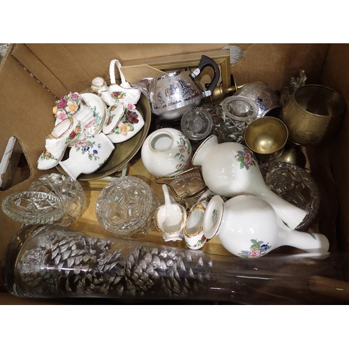 1507 - Box of mixed ceramics and glassware including Royal Albert Old Country Roses. Not available for in-h... 