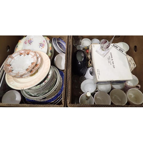 1509 - Two boxes of mixed ceramics and glassware plates etc. Not available for in-house P&P