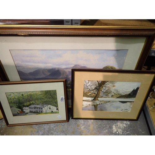 1523 - Three mixed framed prints, largest 61 x 39 cm. Not available for in-house P&P