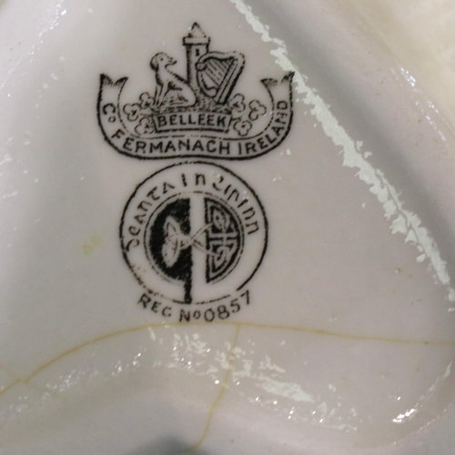 177 - Thirteen pieces of mixed Belleek, largest H: 33 cm, some with damages. P&P Group 3 (£25+VAT for the ... 