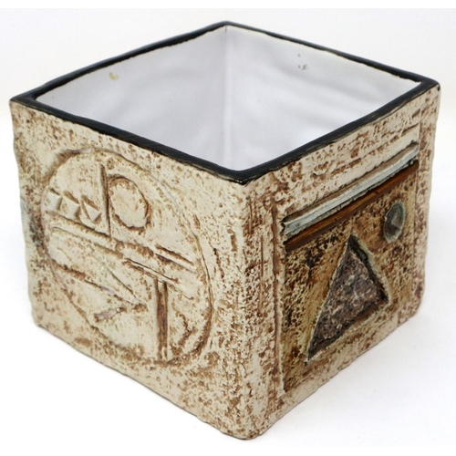 196 - Troika Cornwall Pottery cube pot, H: 80 mm, no cracks or chips. P&P Group 1 (£14+VAT for the first l... 