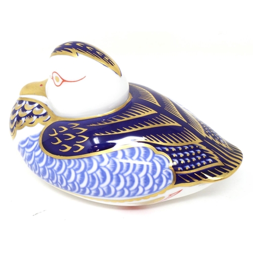 217 - Royal Crown Derby duck paperweight, with gold stopper, H: 80 mm, no cracks or chips. P&P Group 1 (£1... 