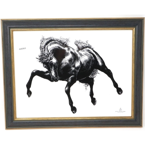 218 - Framed Royal Crown Derby plaque, Equus, 38 x 29 cm. P&P Group 3 (£25+VAT for the first lot and £5+VA... 