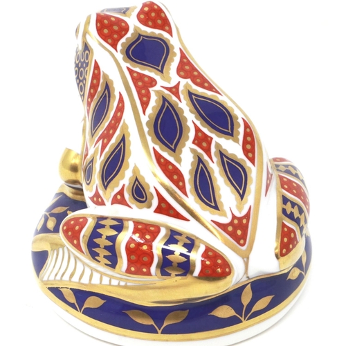 224 - Royal Crown Derby frog paperweight, with silver stopper, H: 80 mm, no cracks or chips. P&P Group 1 (... 