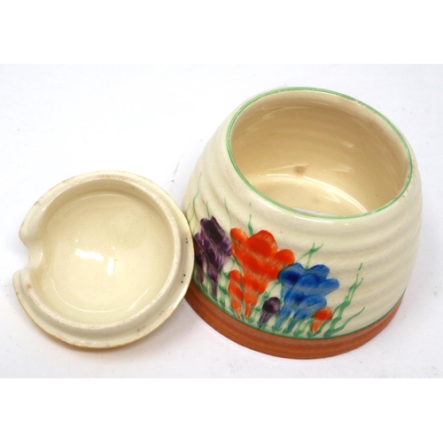 231 - Clarice Cliff for Newport Pottery covered honeypot, crazing throughout, H: 12 cm. P&P Group 1 (£14+V... 