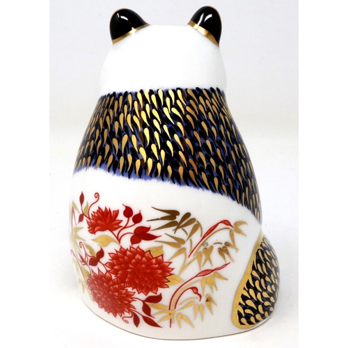 249 - Royal Crown Derby panda paperweight, with silver stopper, H: 11 cm, no cracks or chips. P&P Group 1 ... 