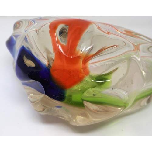 278 - Hand blown glass vase, signed Pascal Guernic Monpazier, H: 34 cm, and two other pieces, good conditi... 