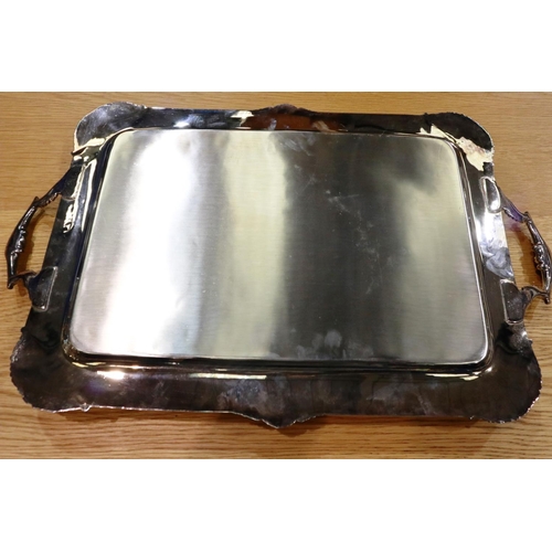 309 - Large silver plated twin handled tray, 65 x 41 cm. P&P Group 2 (£18+VAT for the first lot and £3+VAT... 