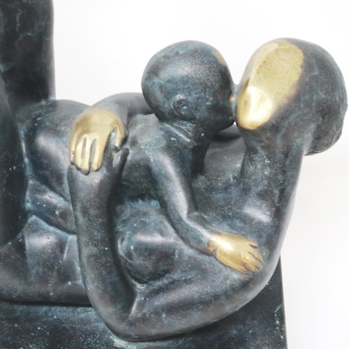 321 - Bronze mother and child statue, H: 33 cm. P&P Group 3 (£25+VAT for the first lot and £5+VAT for subs... 