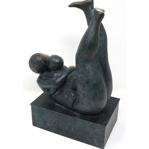 321 - Bronze mother and child statue, H: 33 cm. P&P Group 3 (£25+VAT for the first lot and £5+VAT for subs... 