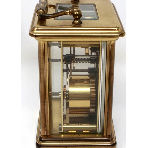 333 - Bornand Freres lacquered brass carriage clock, H: 17 cm, not working at lotting. P&P Group 2 (£18+VA... 