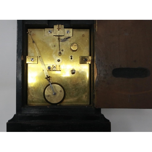 335 - Ebonised bracket or table clock by VAP Brevete, with pendulum, H: 18 cm, working at lotting. P&P Gro... 