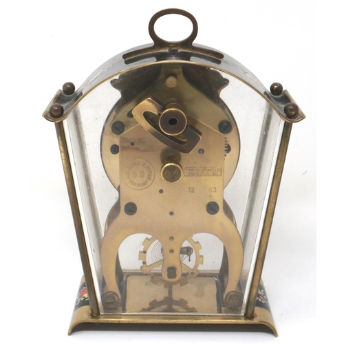 337 - German 8 day Schatz mantle clock, H: 15 cm, not working. P&P Group 2 (£18+VAT for the first lot and ... 