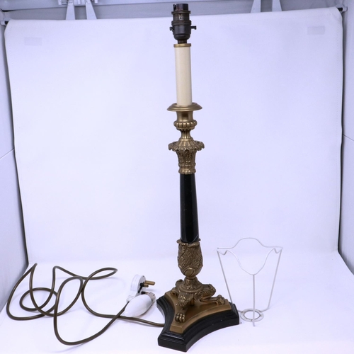 347 - Marble and brass bound table lamp, H: 56 cm. P&P Group 2 (£18+VAT for the first lot and £3+VAT for s... 