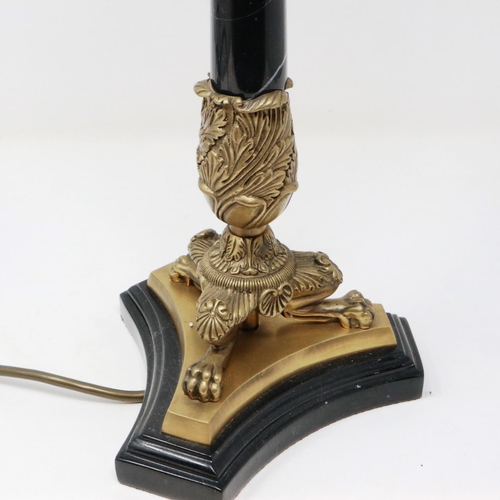 347 - Marble and brass bound table lamp, H: 56 cm. P&P Group 2 (£18+VAT for the first lot and £3+VAT for s... 