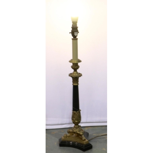 347 - Marble and brass bound table lamp, H: 56 cm. P&P Group 2 (£18+VAT for the first lot and £3+VAT for s... 