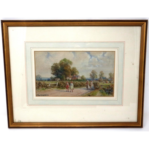 357 - William Foster (1853-1924): watercolour, Edwardian Holiday 1903, attributed by label verso, 24 x 17 ... 