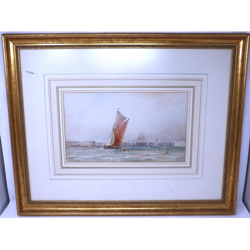 359 - George Gregory (1849-1938): watercolour, Portsmouth Harbour Entrance - 1907, 35 x 20 cm. Not availab... 