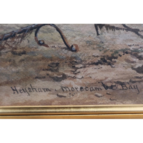 360 - G F Ride (19th century): watercolour, Heysham Morecambe Bay, 72 x 48 cm. Not available for in-house ... 