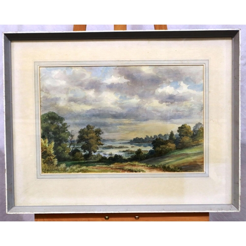 372 - Wilfrid R Wood (1888-1976): watercolour, Near Snape, label verso for the artists Memorial Exhibition... 