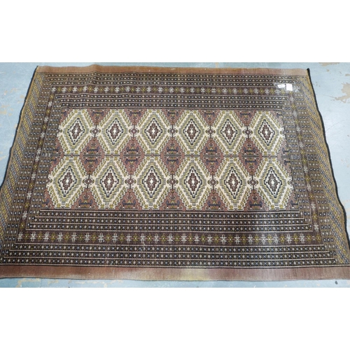 377 - A 20th century Middle Eastern floor rug, with Geometric designs, 187 x 133 cm. Not available for in-... 