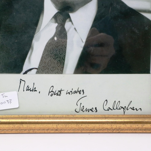 391 - James Callaghan photograph and signature, 30 x 22 cm. P&P Group 1 (£14+VAT for the first lot and £1+... 