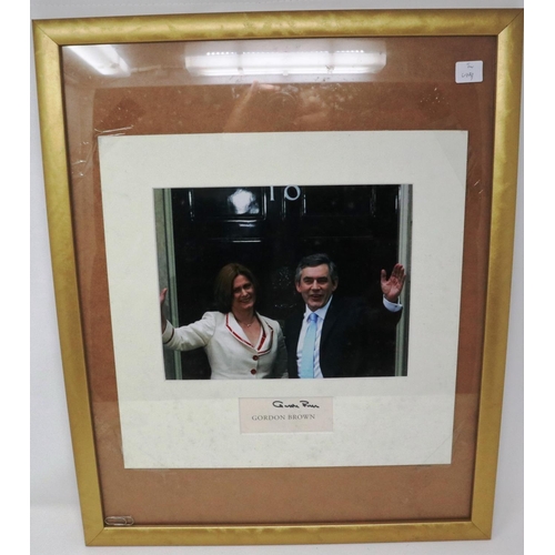 397 - Large framed signed photograph and signature of Gordon Brown, 45 x 50 cm. Not available for in-house... 