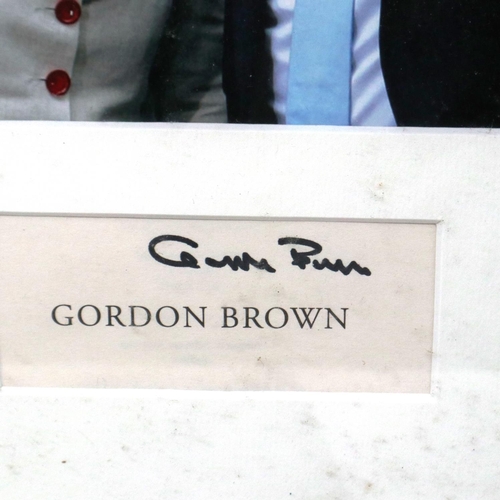 397 - Large framed signed photograph and signature of Gordon Brown, 45 x 50 cm. Not available for in-house... 