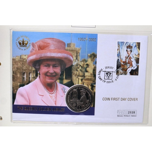 420 - The Golden Jubilee stamp and cover collection, two folders, the first containing sixteen coin covers... 