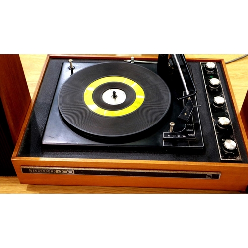 451 - Deccasound 403 record player with 4 speed BSR deck and speakers, working at lotting. Not available f... 