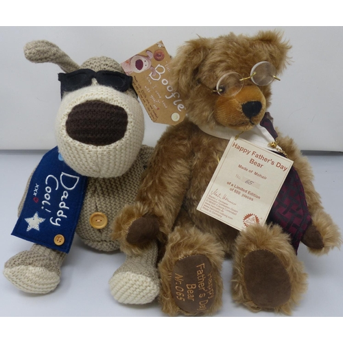 1396 - Two Fathers Day plush teddy bears, both as new with tags, Boofle and a limited edition Martin J Herm... 