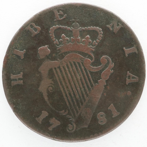 2018 - 1781 Hibernia halfpenny of George III. P&P Group 0 (£5+VAT for the first lot and £1+VAT for subseque... 