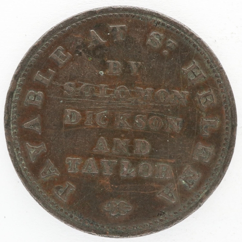 2024 - Early Milled St Helena halfpenny token, Solomon Dixon & Taylor. P&P Group 0 (£5+VAT for the first lo... 