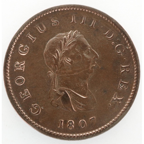 2035 - 1807 halfpenny of George III, nEF grade. P&P Group 0 (£5+VAT for the first lot and £1+VAT for subseq... 