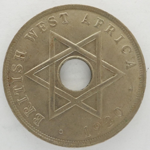 2044 - 1920 British West Africa holed penny of George V. P&P Group 0 (£5+VAT for the first lot and £1+VAT f... 