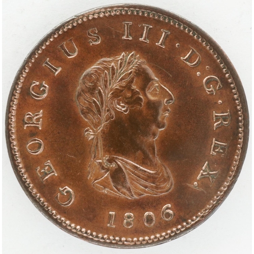 2064 - 1806 halfpenny of George III, gEF grade. P&P Group 0 (£5+VAT for the first lot and £1+VAT for subseq... 