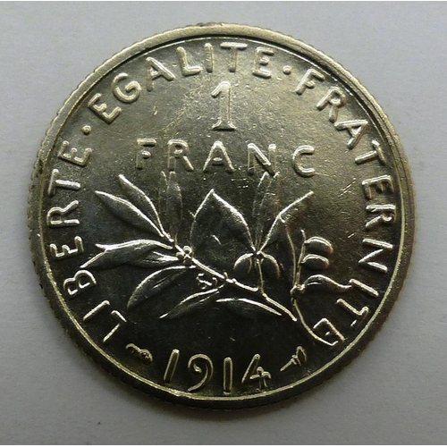 2093 - 1914 silver French Liberty Franc. P&P Group 0 (£5+VAT for the first lot and £1+VAT for subsequent lo... 