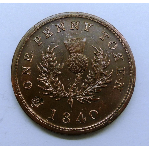 2097 - 1840 one penny token of Nova Scotia province. P&P Group 0 (£5+VAT for the first lot and £1+VAT for s... 