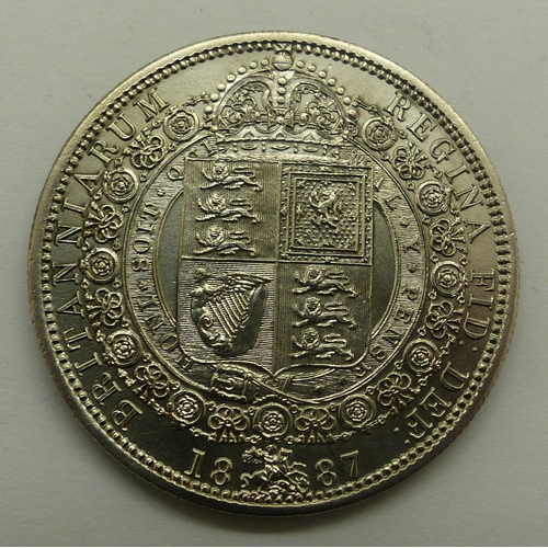 2105 - 1887 silver half crown of Queen Victoria, EF grade. P&P Group 0 (£5+VAT for the first lot and £1+VAT... 