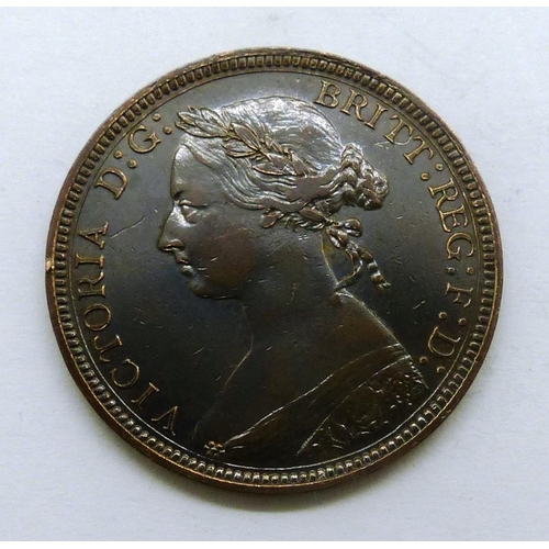 2109 - 1887 bronze halfpenny of Queen Victoria in EF grade. P&P Group 0 (£5+VAT for the first lot and £1+VA... 